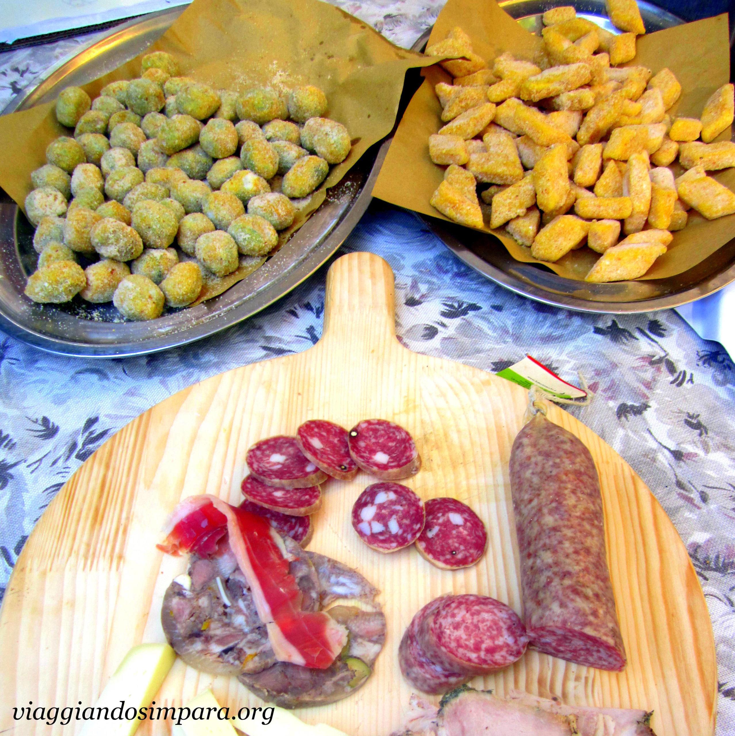 Piatti tipici: i cremini, le olive all'ascolana ed i formaggi e salumi locali